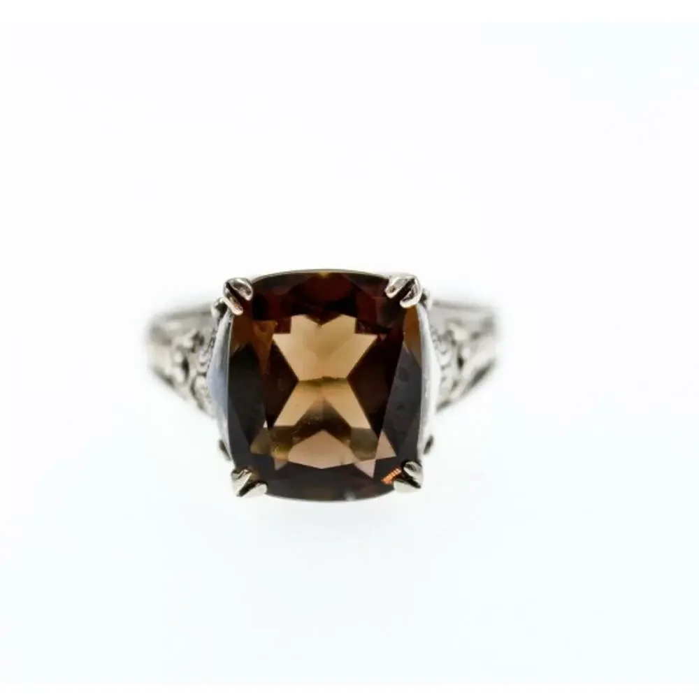 925 Sterling Silver Hessonite Ring Size 6